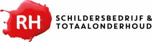 Het logo van het bedrijf RH schildersbedrijf en totaalonderhoud